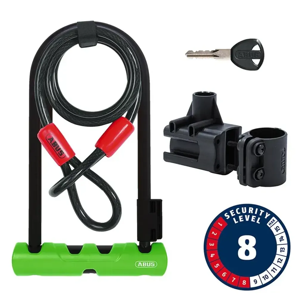 South Downs Bikes Abus Ultra 410K 12mm 6.7x9 Key U-Lock w/Cobra in Green | FREE delivery over £30 + Cycle Scheme