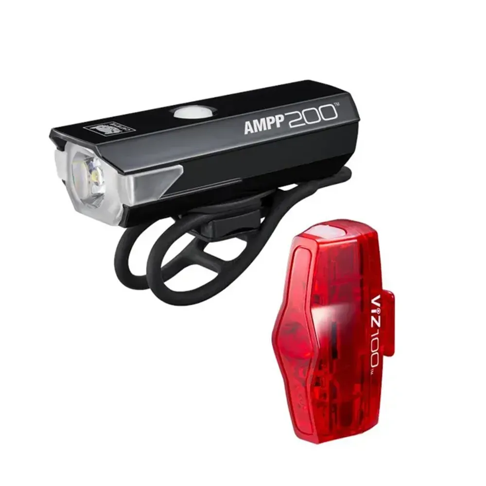 South Downs Bikes Cateye CatEye AMPP200 / ViZ100 Bike Light Set in Black | FREE delivery over £30 + Cycle Scheme