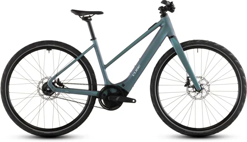 Cube Editor Hybrid SLT 400x Trapeze City E-Bike In Smaragd Grey/Prism