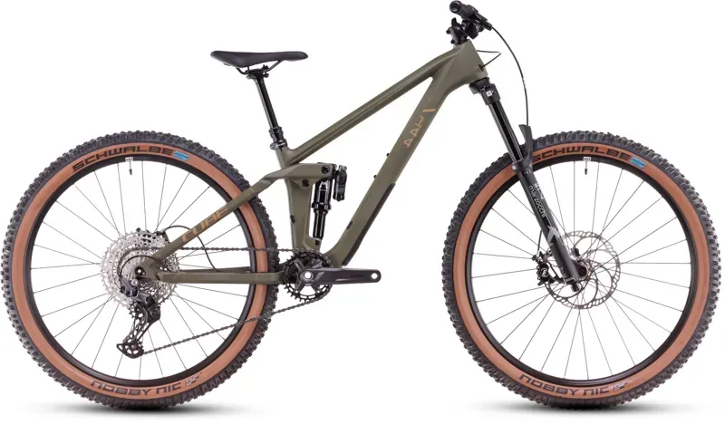 Cube Stereo One44 HPC Rookie Kids Bike in Dusty Olive/Gold