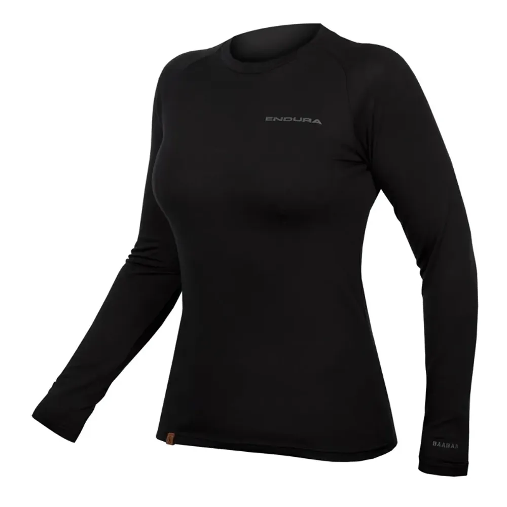 South Downs Bikes Endura BaaBaa Blend Long Sleeve Womens Baselayer in Black | FREE delivery over £30 + Cycle Scheme