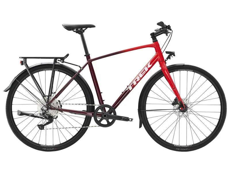 2022 Trek FX 3 Disc Equipped Hybrid Bike in Viper Red to Cobra Blood