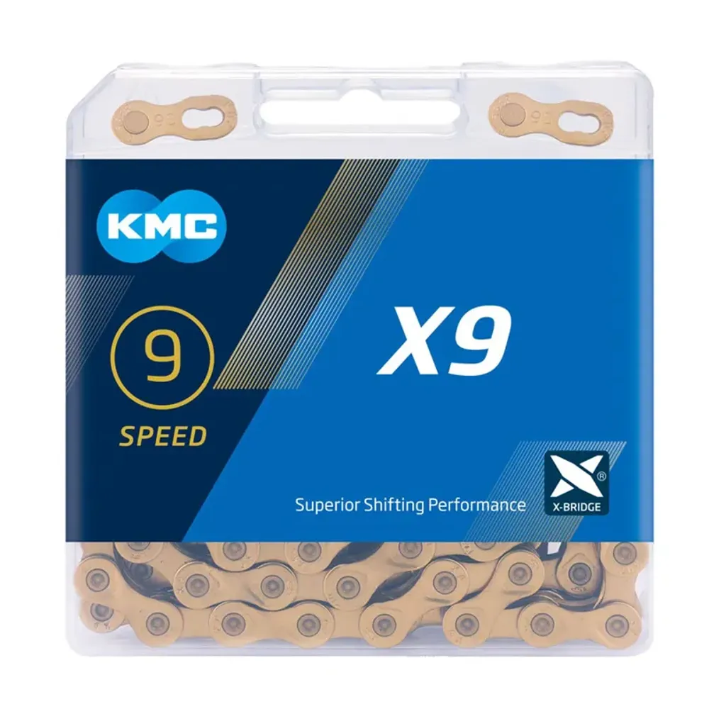 South Downs Bikes KMC X9 114L Chain in Gold | FREE delivery over £30 + Cycle Scheme