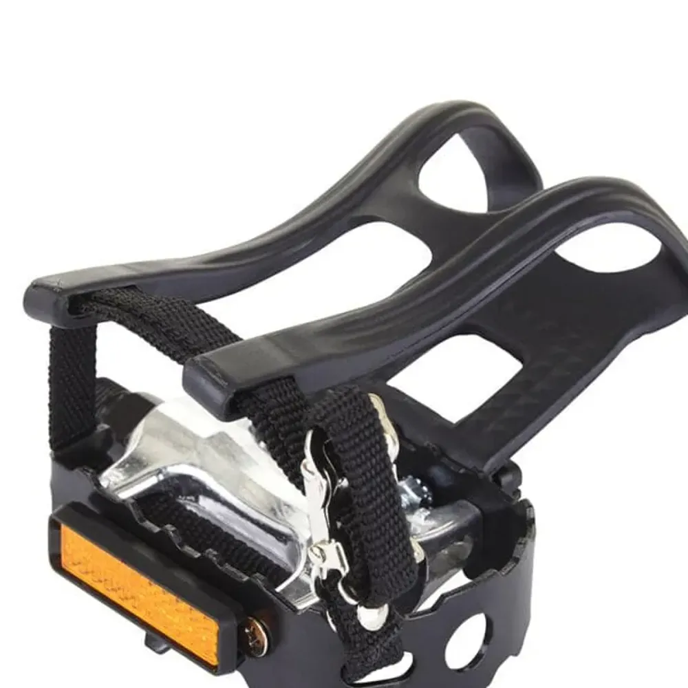 South Downs Bikes M Part 9/16 Alloy Pedals W/Toe Clips and Straps in Black/ Silver | FREE delivery over £30 + Cycle Scheme