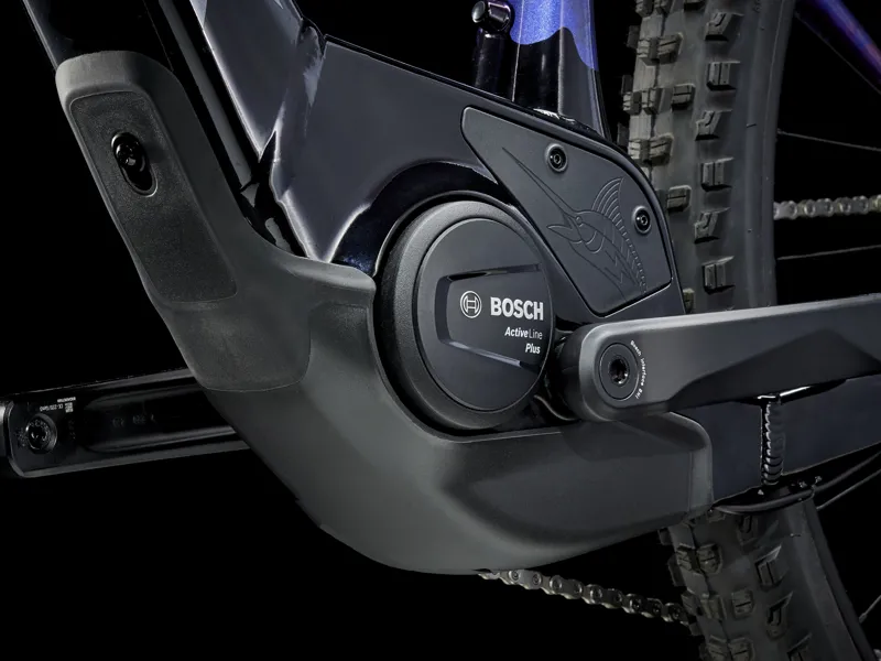 Trek Marlin + 8 Electric Mountain Bike in Purple Flip to Black Fade-1