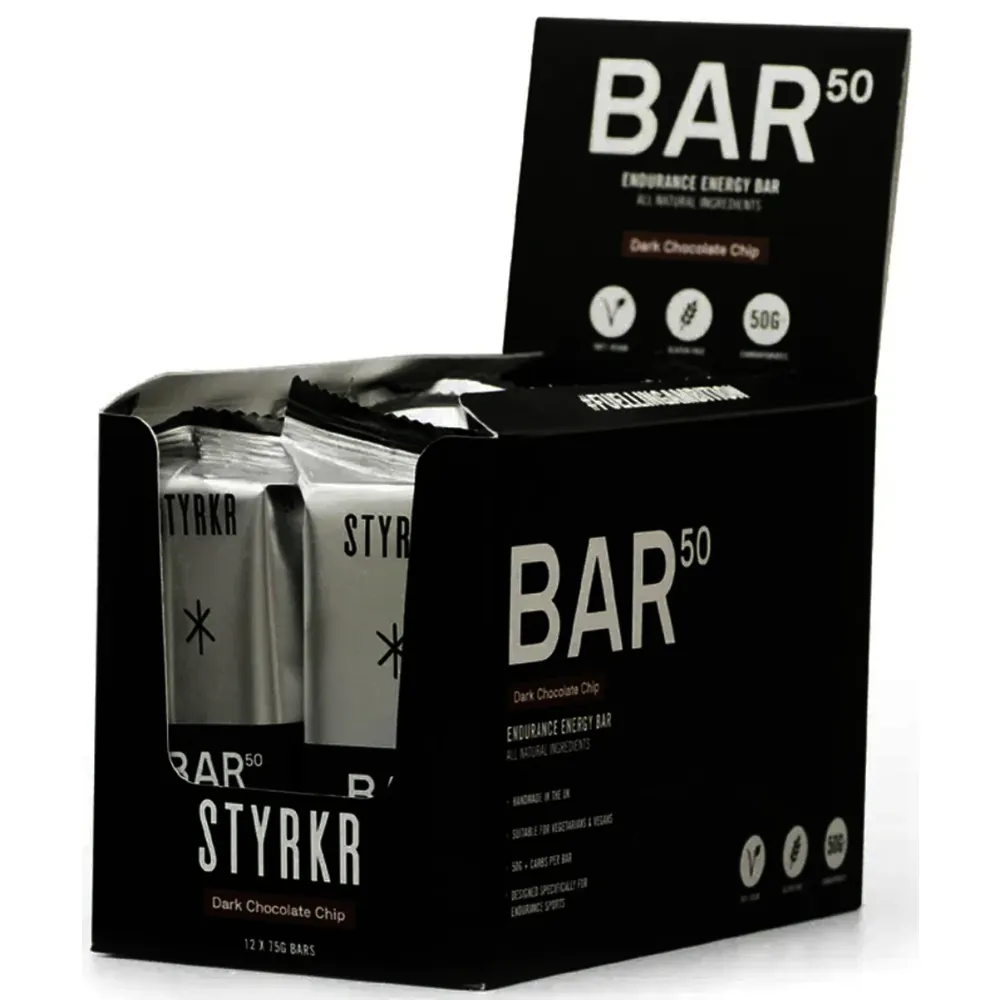 South Downs Bikes Styrkr STYRKR - BAR50 Energy Bars Dark Chocolate Chip | FREE delivery over £30 + Cycle Scheme