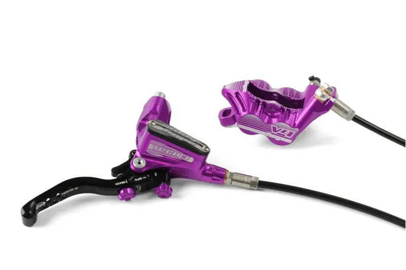 Hope Tech 3 Disc Brake Standard Hose with V4 Calipers in Purple-1