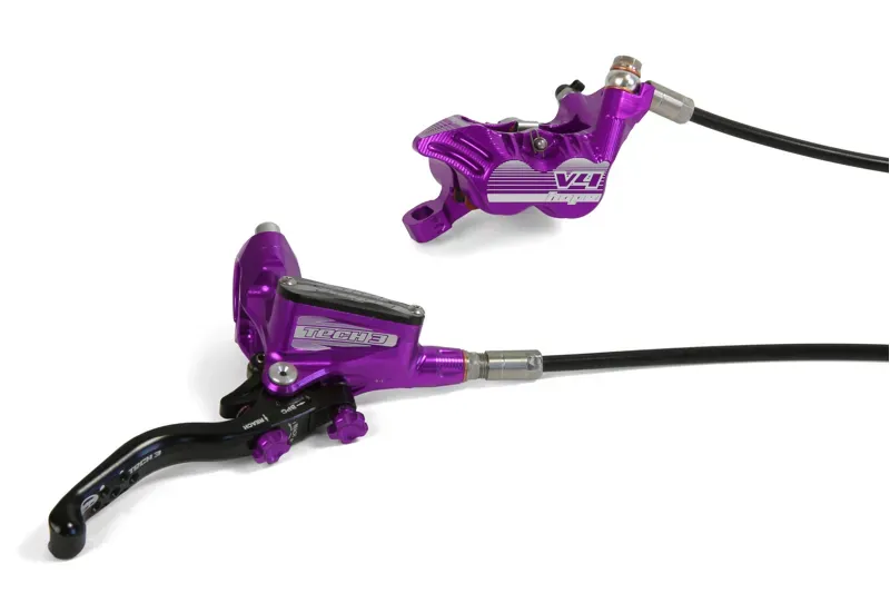 Hope Tech 3 Disc Brake Standard Hose with V4 Calipers in Purple
