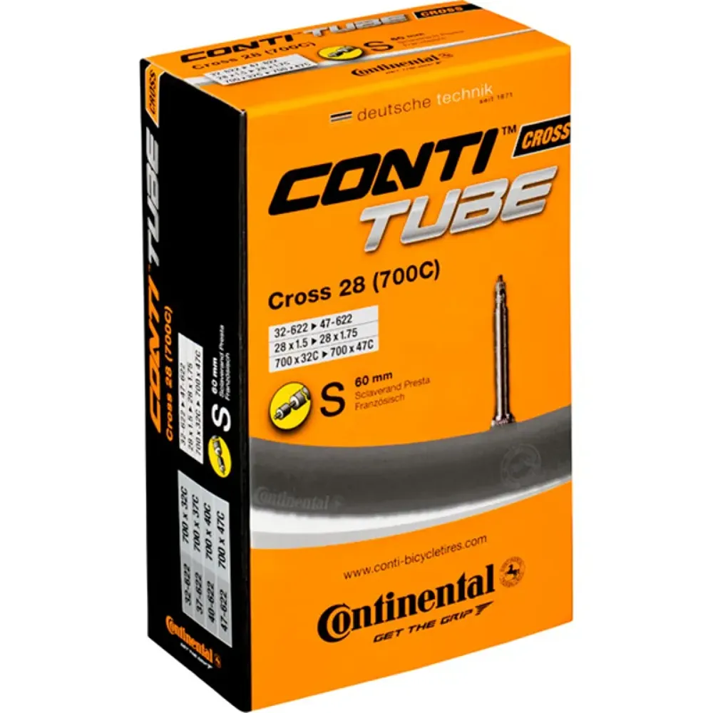 South Downs Bikes Continental Cross Tube - Presta 60mm Valve: 700x32- 47c BLACK 700x32-47c | FREE delivery over £30 + Cycle Scheme